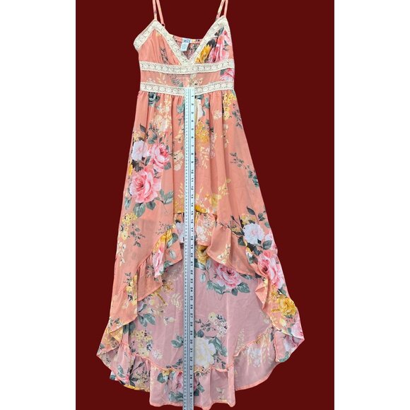Rue 21 - Women's Summer Sleeveless High Low Hem Ruffle Floral Dress - Pink - S - Picture 6 of 16